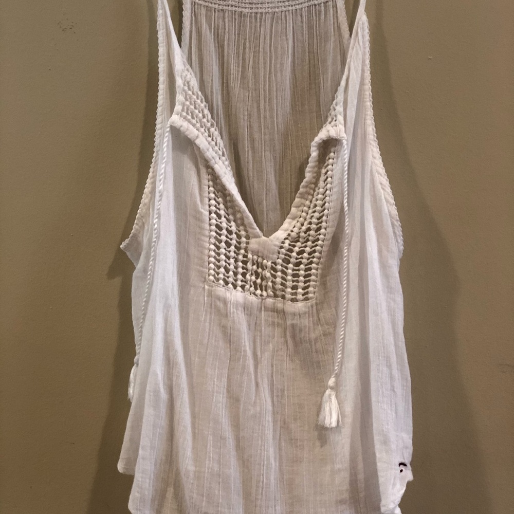 Hollister White Flowy Tank